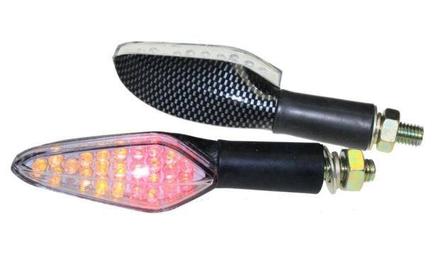 LED-Blinker "SHOWER" mit intergriertem Rücklicht, carbon, klar, E-geprüft (163665)