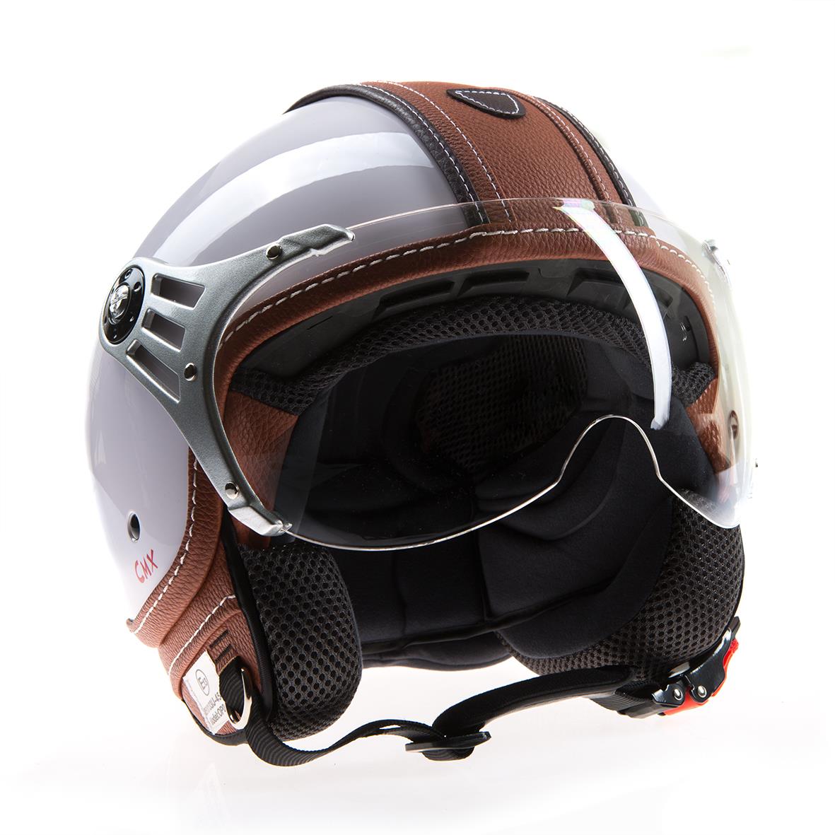 Jethelm Rollerhelm Policehelm CMX "Paul" Leder weiß braun