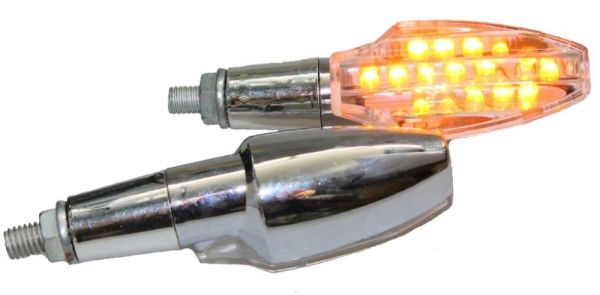 Motorrad Mini Blinker LED Soto chrom klar E-geprüft M8 (163710)