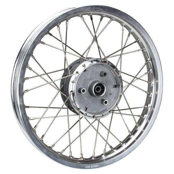 Alu Speichenrad komplett 1,60x16 Zoll Felge poliert / Speichen Edelstahl für Simson S50 S51 S53 S70 S83 KR51 Schwalbe (100969)