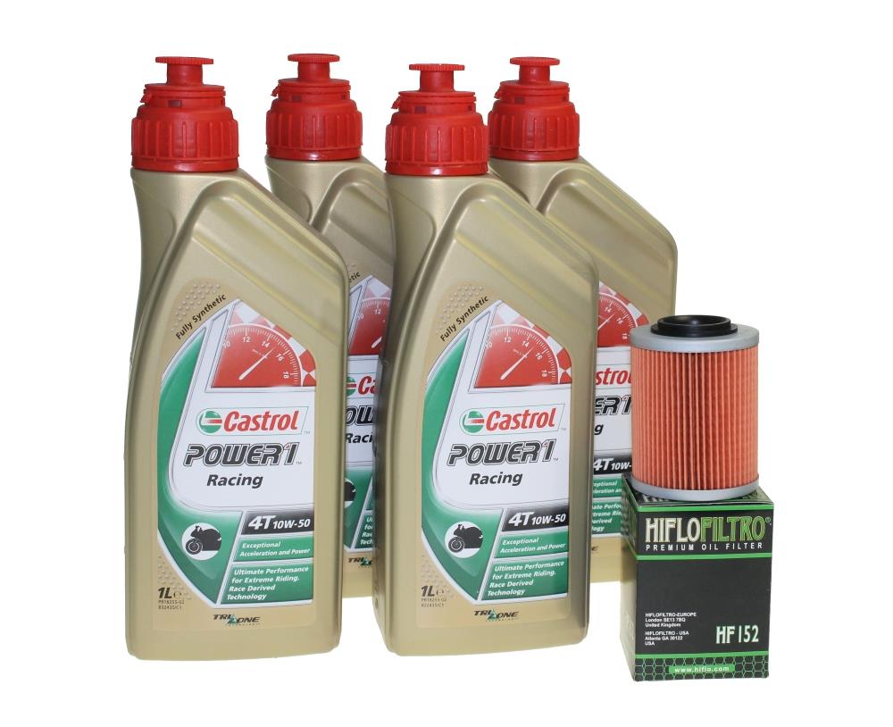 Ölwechselset mit 4 Liter Castrol SAE 10W50 Power 1 Racing 4T und