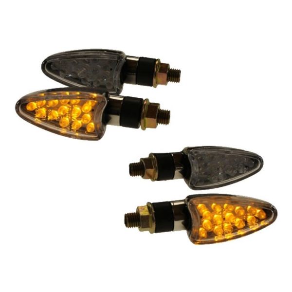 4x Motorrad Mini Blinker LED Leo kurz chrom klar E-geprüft M10 (164841)