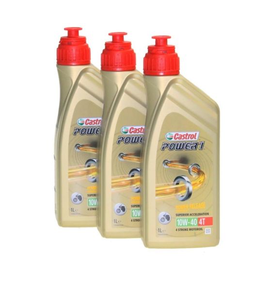 Castrol Motoröl Power 1 Racing 10W-40 4T synthetisch - 3x1 Liter, Motoröl, Öle, Öle & Chemie