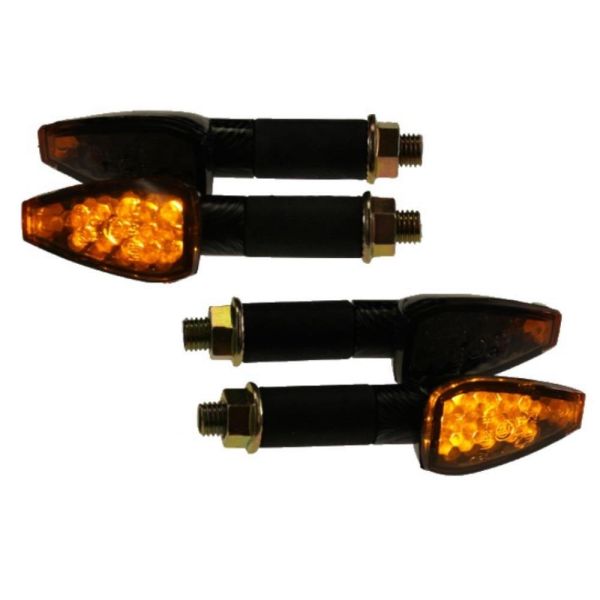 4x Motorrad Mini Blinker LED Future carbon getönt E-geprüft M10 (164835)